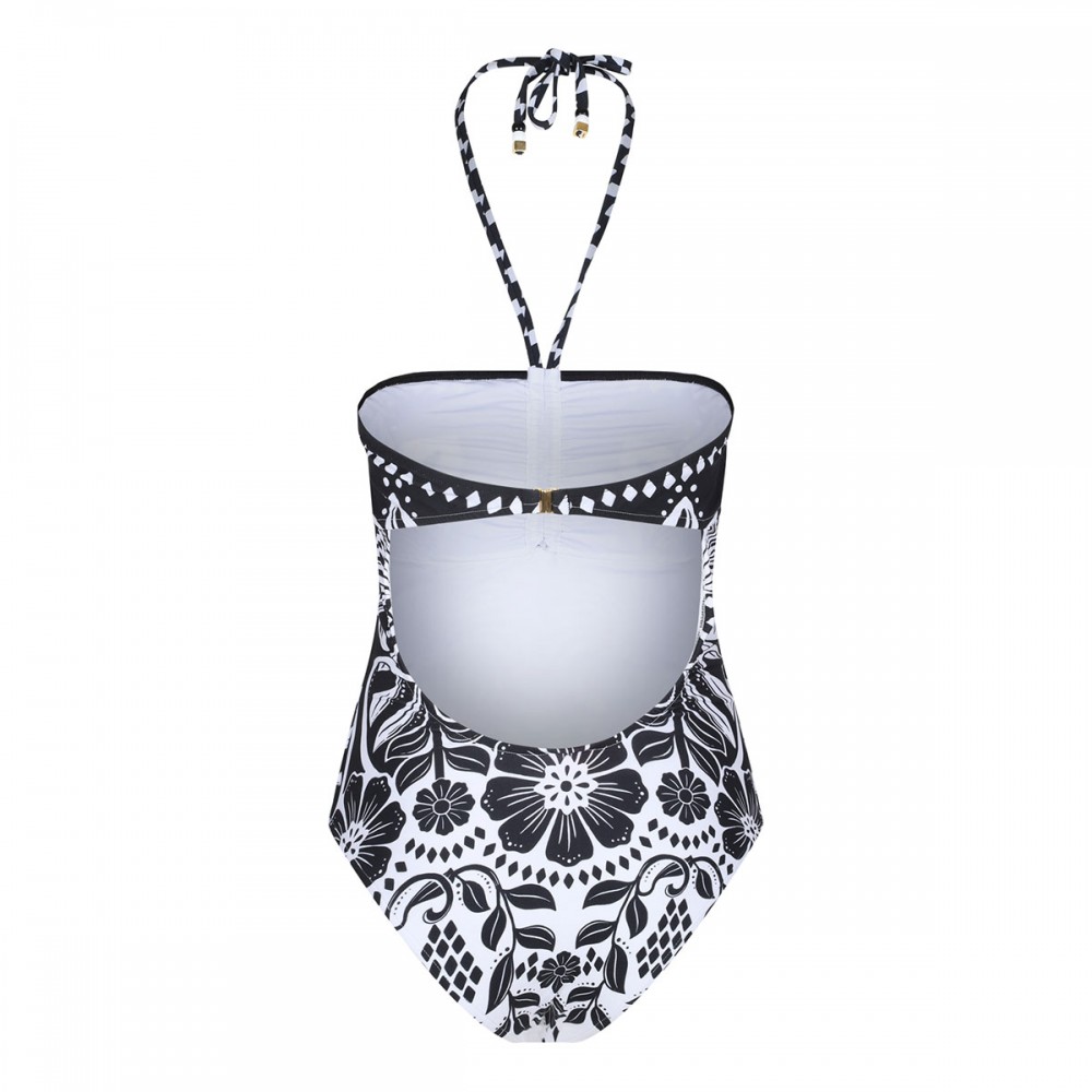 Flowers leopards one-piece swimsuit