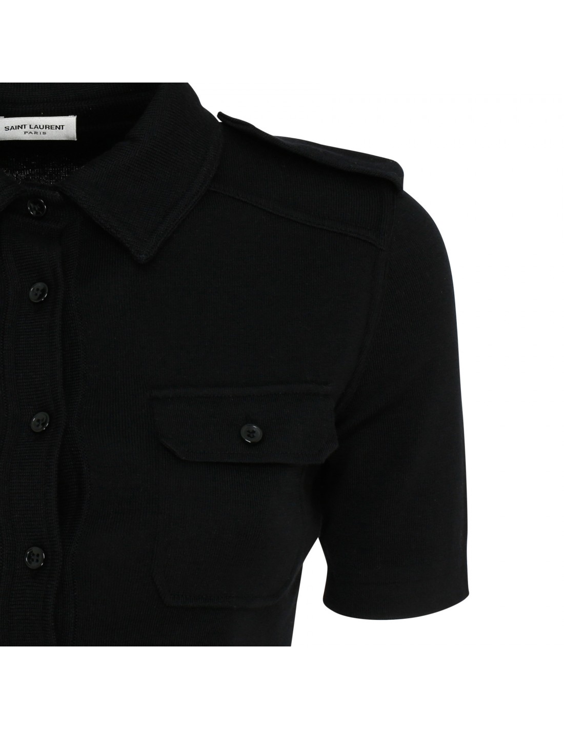 Black wool and cotton polo