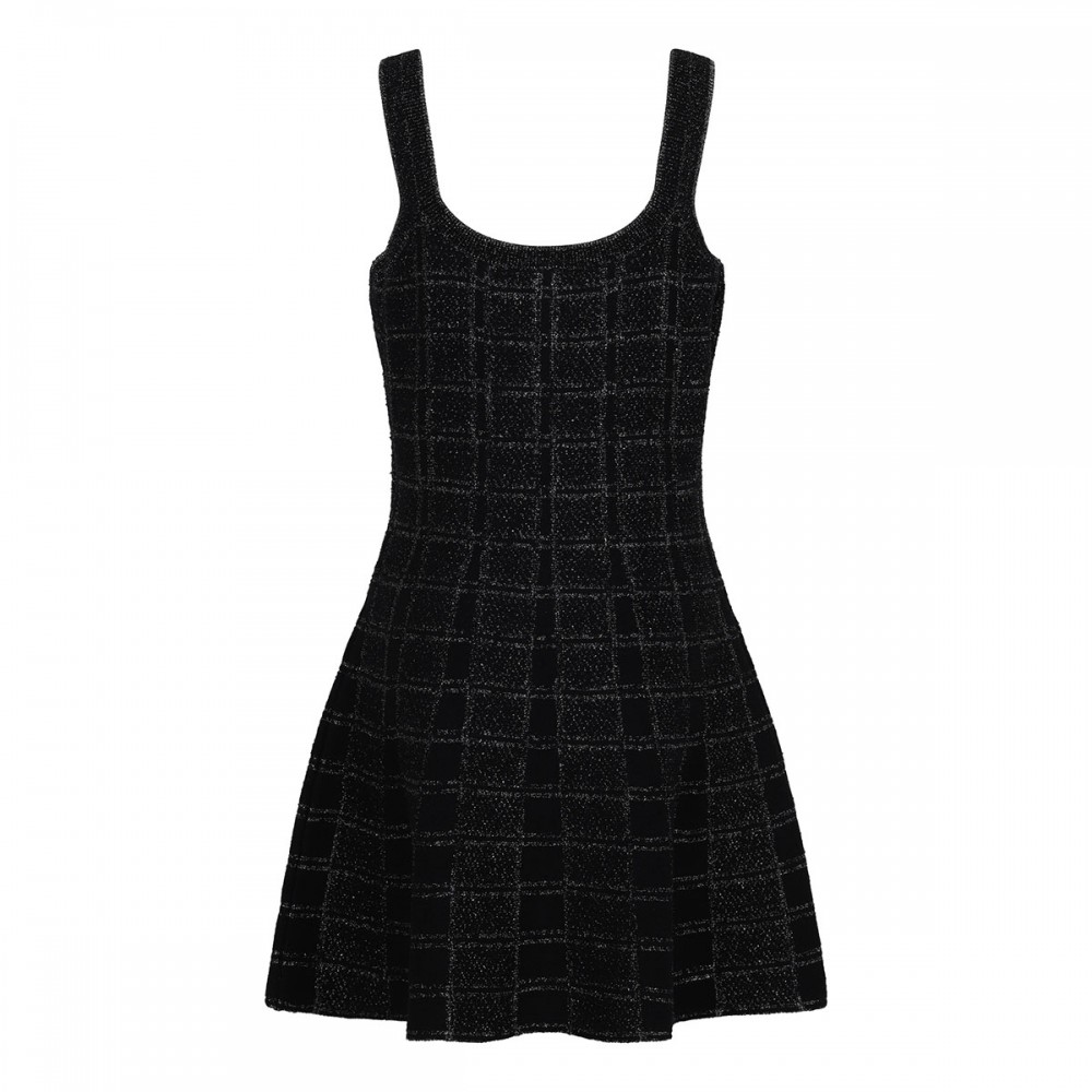 Wool and lamé jacquard dress