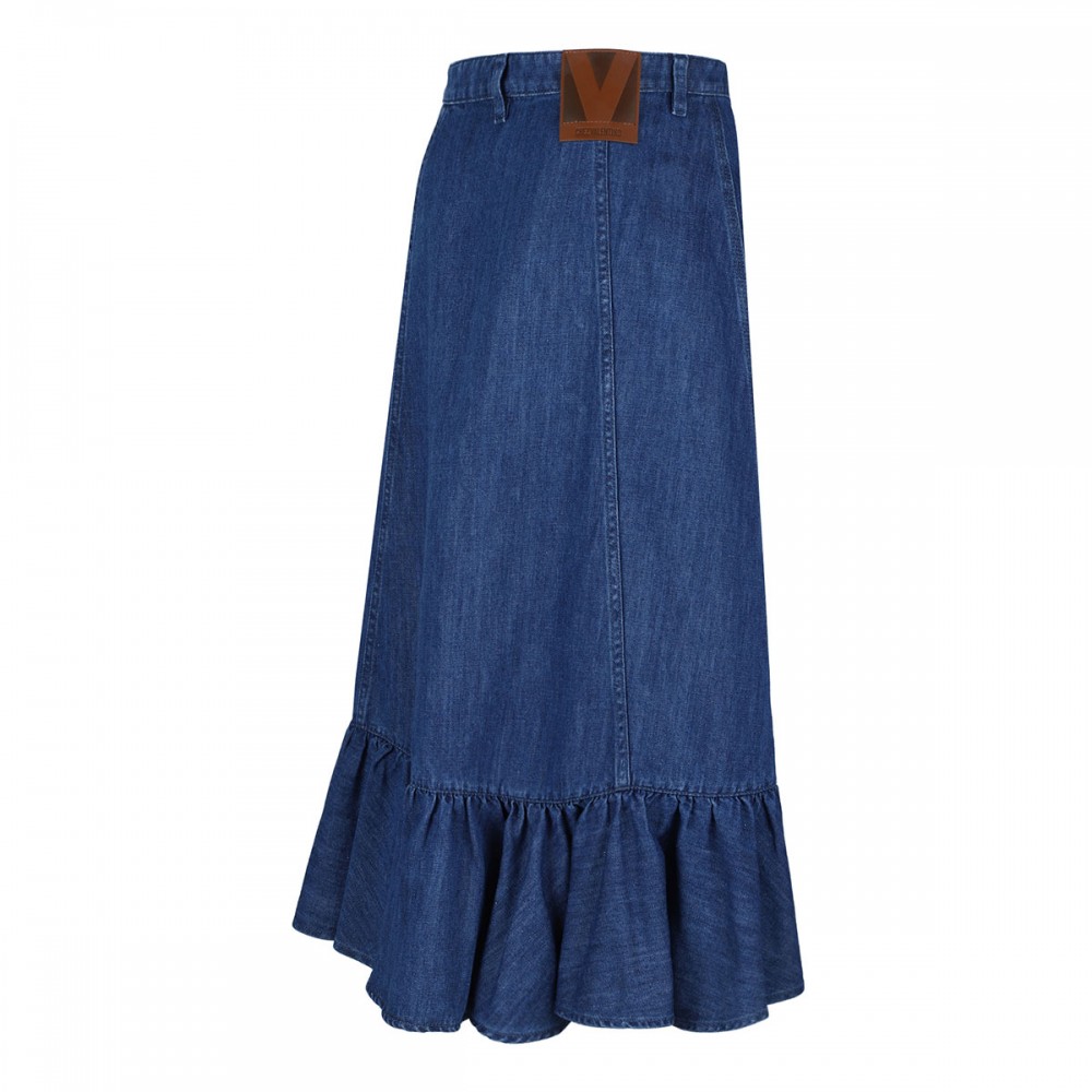 Blue denim midi skirt | Le Noir - Unconventional Luxury