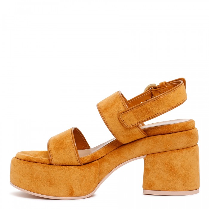 Sienna-hue suede platform sandals