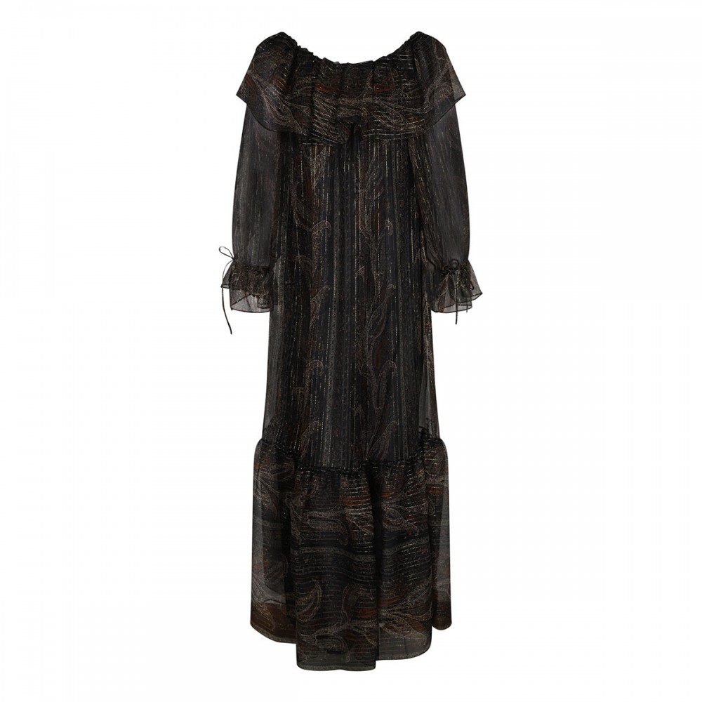 Lurex paisley silk crepon dress