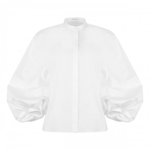Balloon sleeves poplin shirt