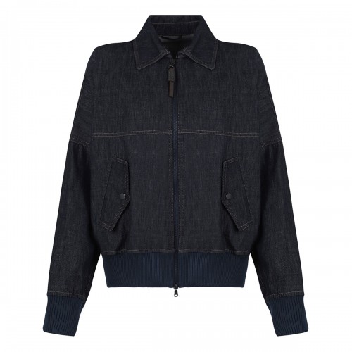 Denim-effect twill bomber