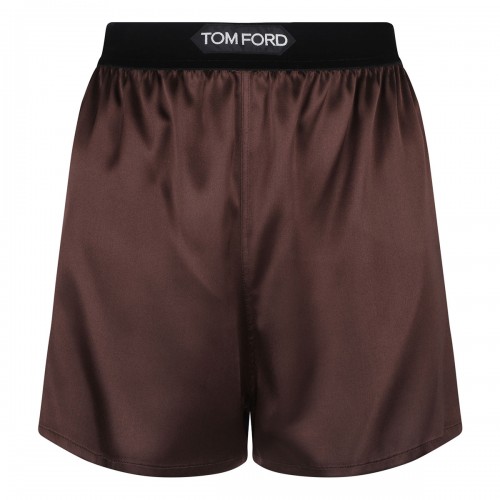 Dark brown silk satin boxer...