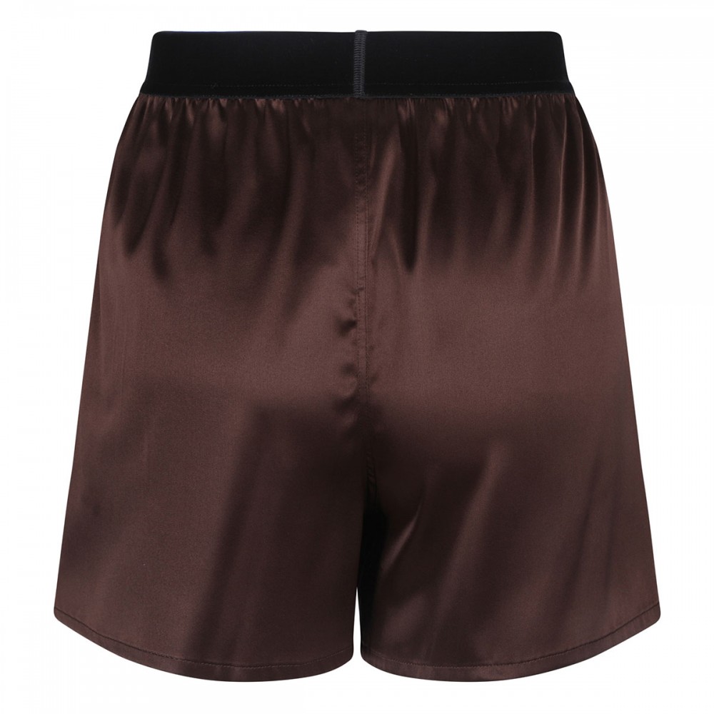 Dark brown silk satin boxer shorts