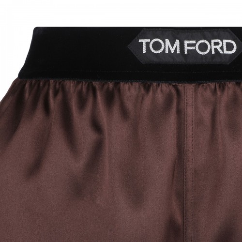 Dark brown silk satin boxer... 2