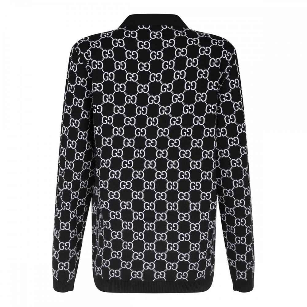 Reversible GG wool jacquard cardigan