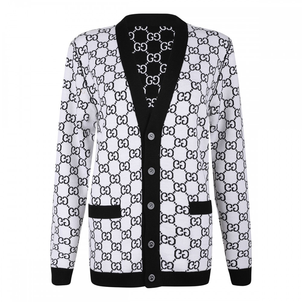 Reversible GG wool jacquard cardigan