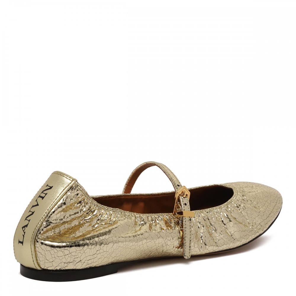 Gold-tone Mary Jane ballerinas