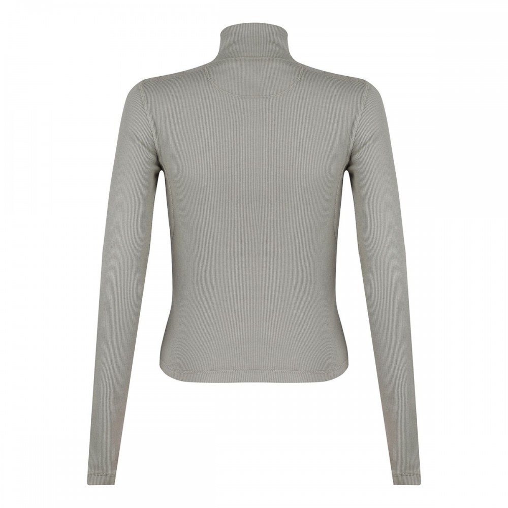Long-sleeved rib cotton T-shirt