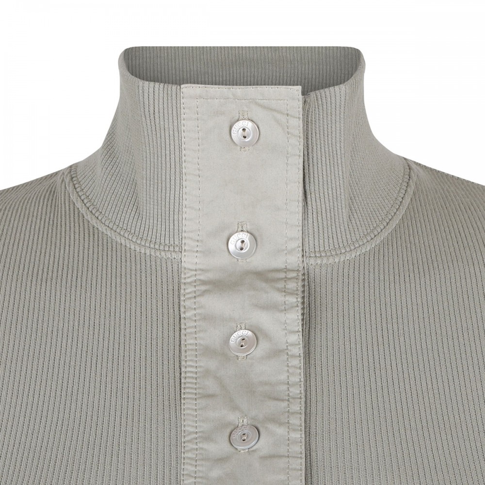 Long-sleeved rib cotton T-shirt