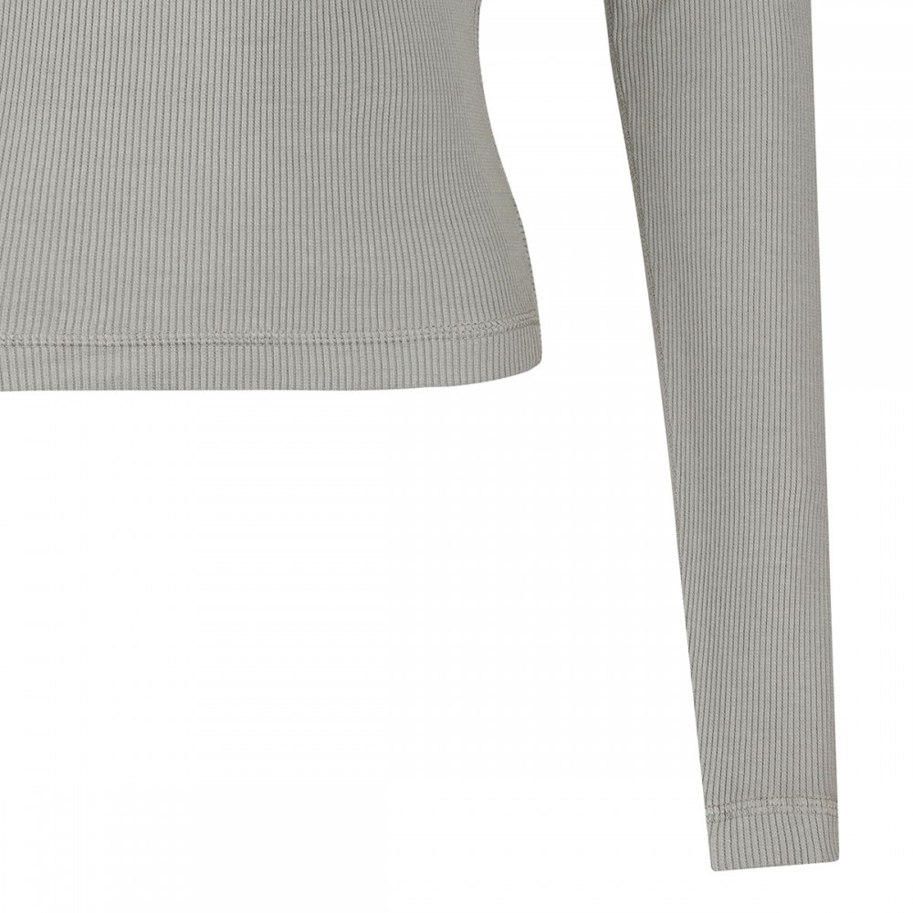 Long-sleeved rib cotton T-shirt