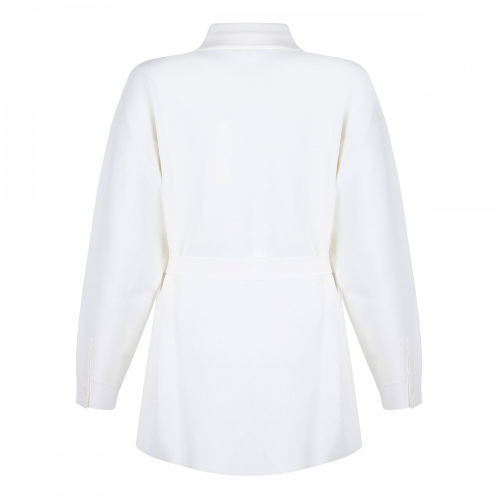 Self-tie belt white shirt