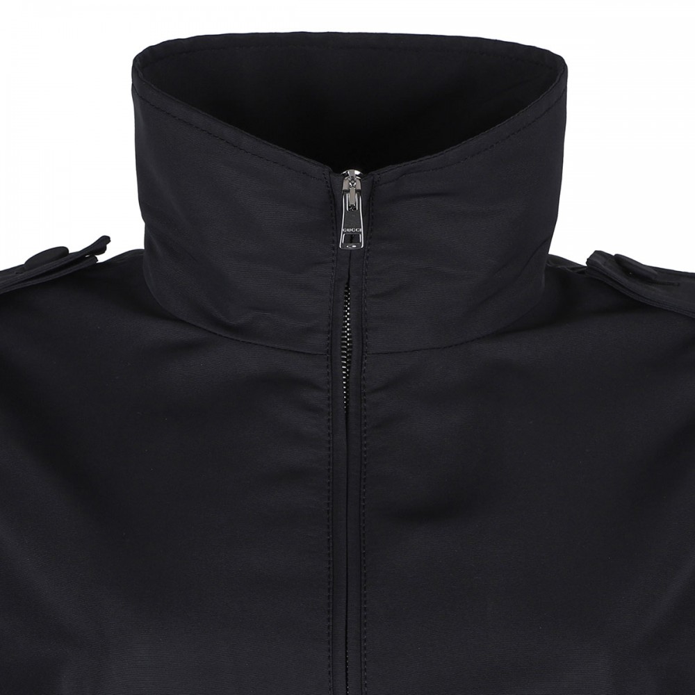 Black nylon faille coat
