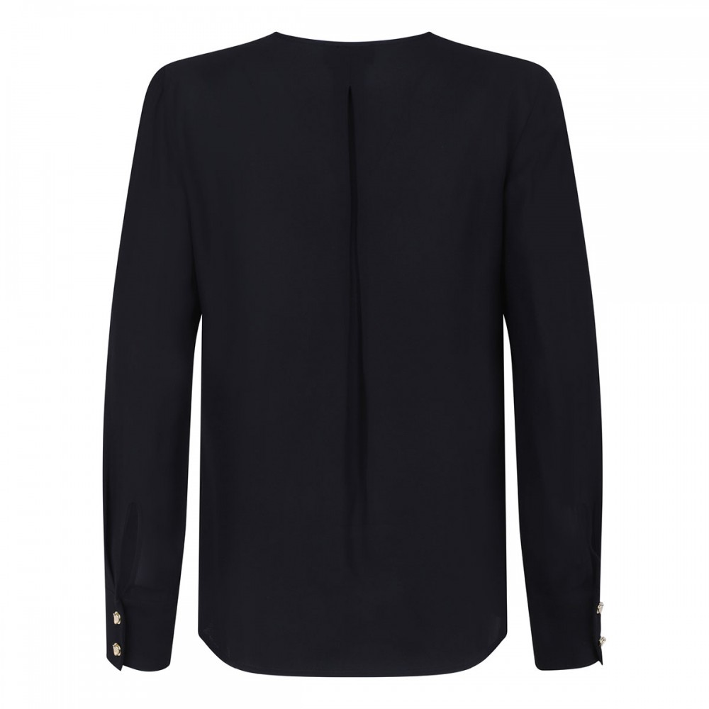 Black lace-up blouse