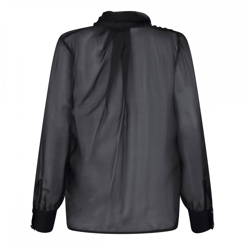 Silk voile tie-neck blouse