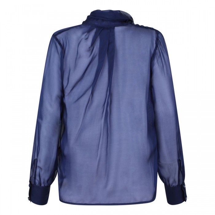 Silk voile tie-neck blouse