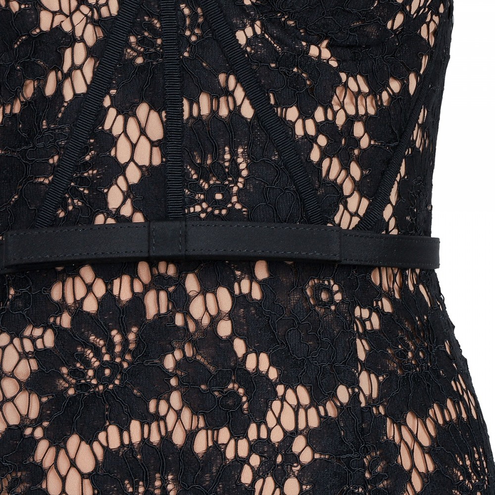 Black fine lace midi dress