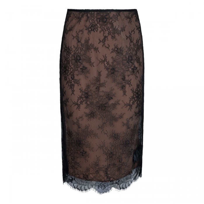 Black lace midi skirt