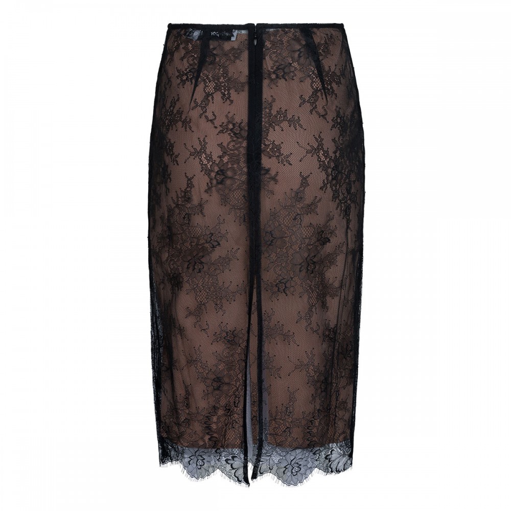 Black lace midi skirt