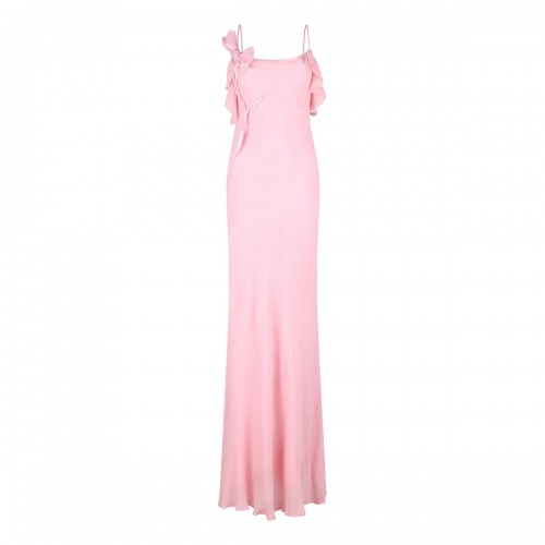 Pink georgette flower maxi...