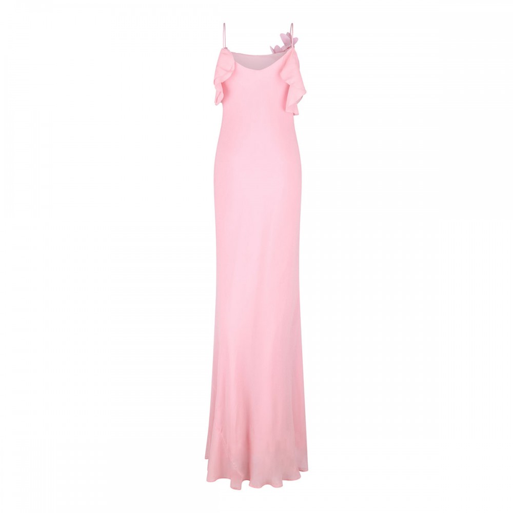 Pink georgette flower maxi dress