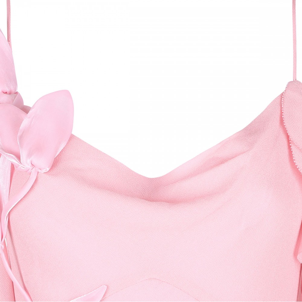 Pink georgette flower maxi dress