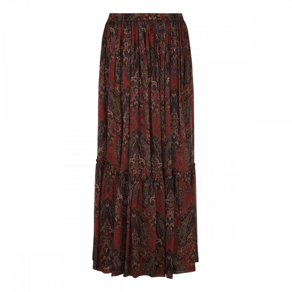 Paisley silk crepon skirt