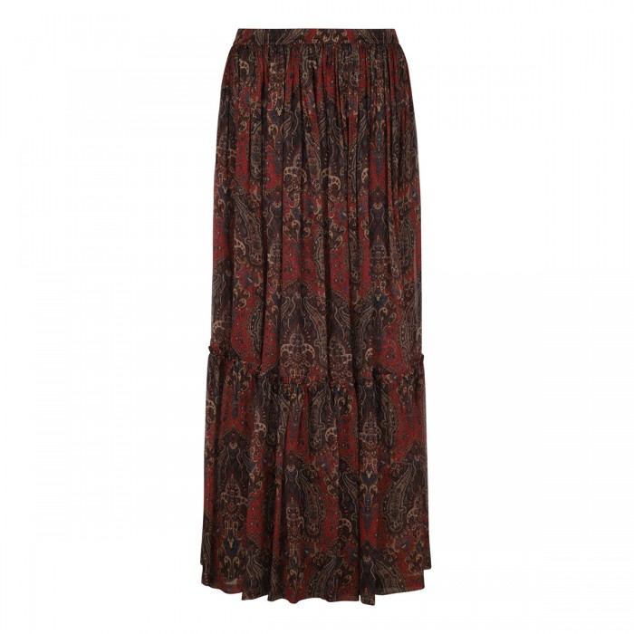 Paisley silk crepon skirt