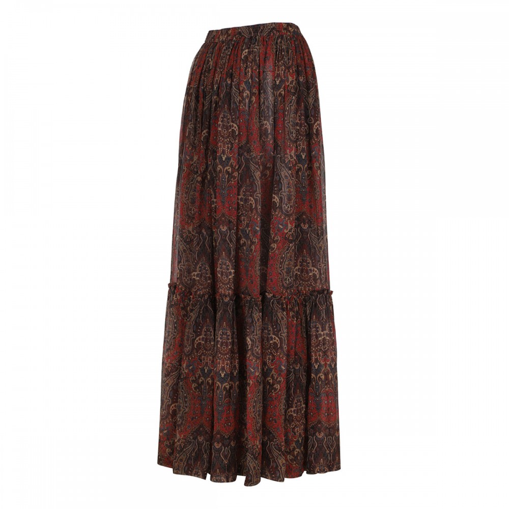 Paisley silk crepon skirt