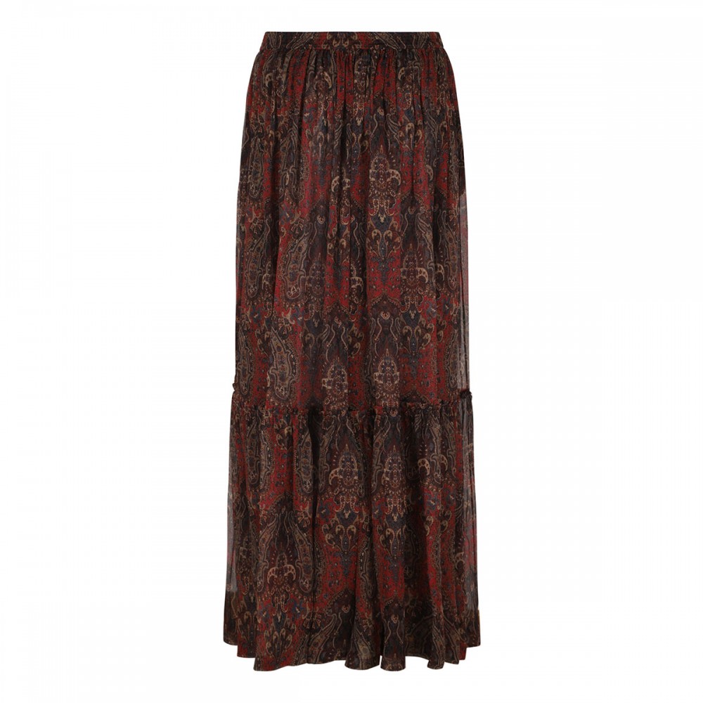 Paisley silk crepon skirt