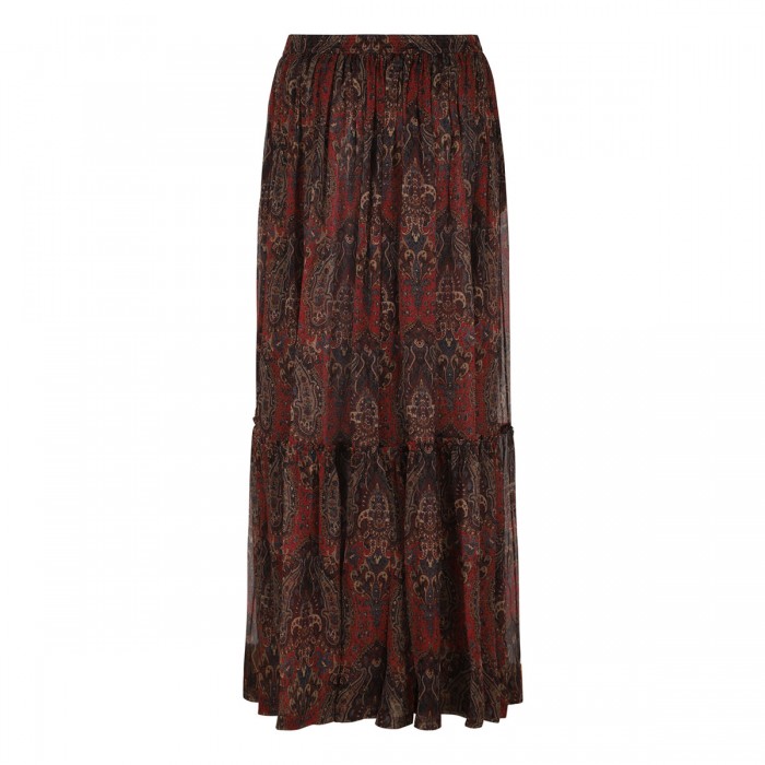 Paisley silk crepon skirt