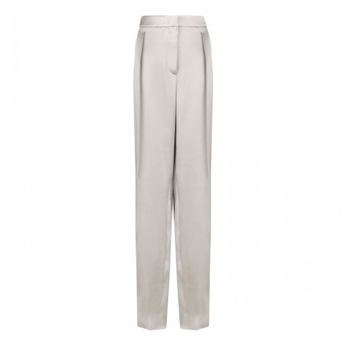 Stone gray silk satin pants