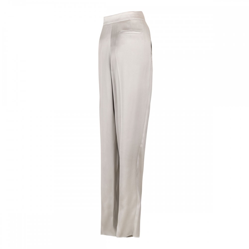 Stone gray silk satin pants