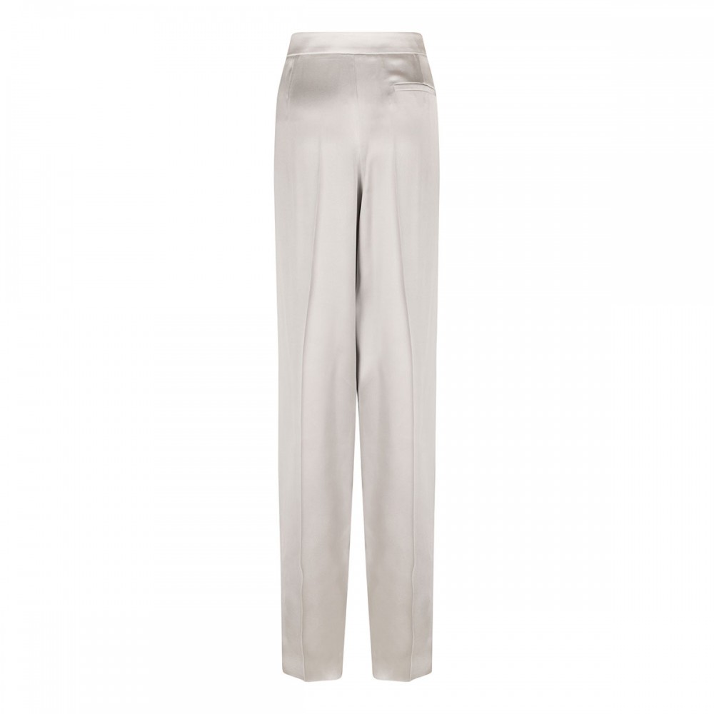 Stone gray silk satin pants