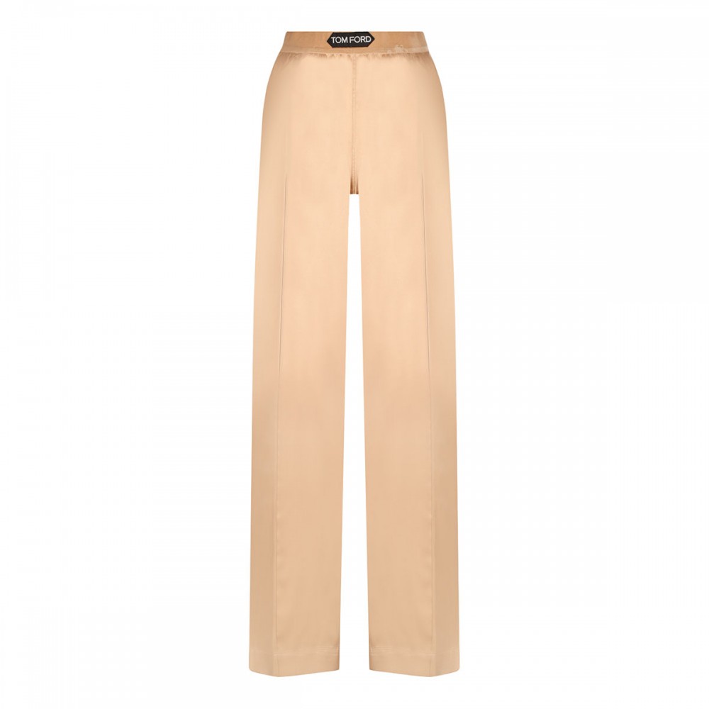 Pale beige silk satin pajama pants