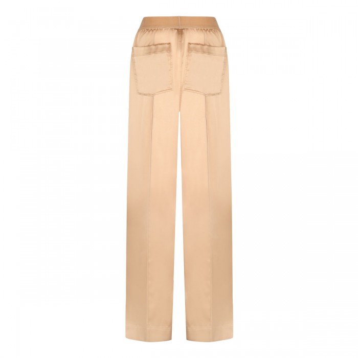 Pale beige silk satin pajama pants