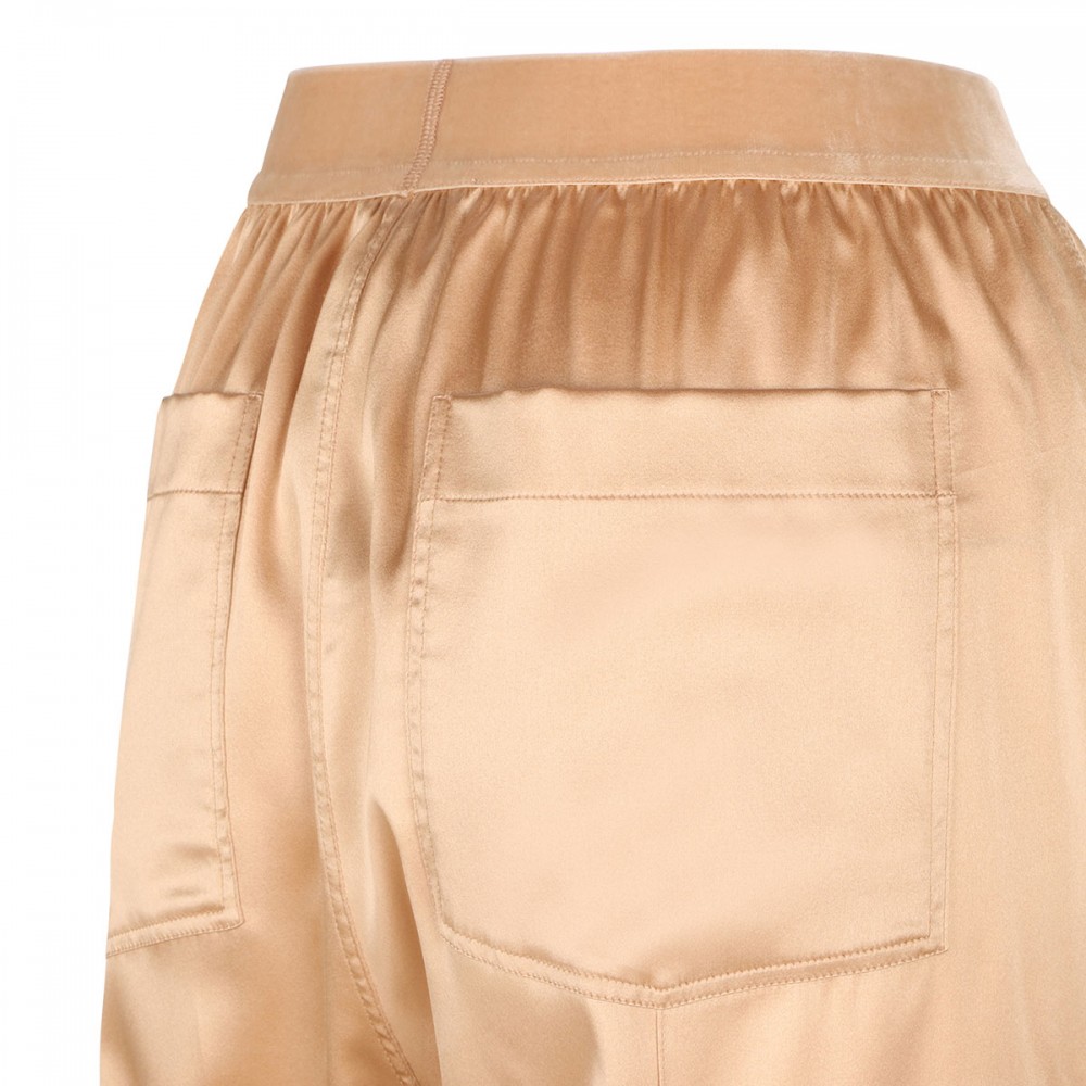 Pale beige silk satin pajama pants