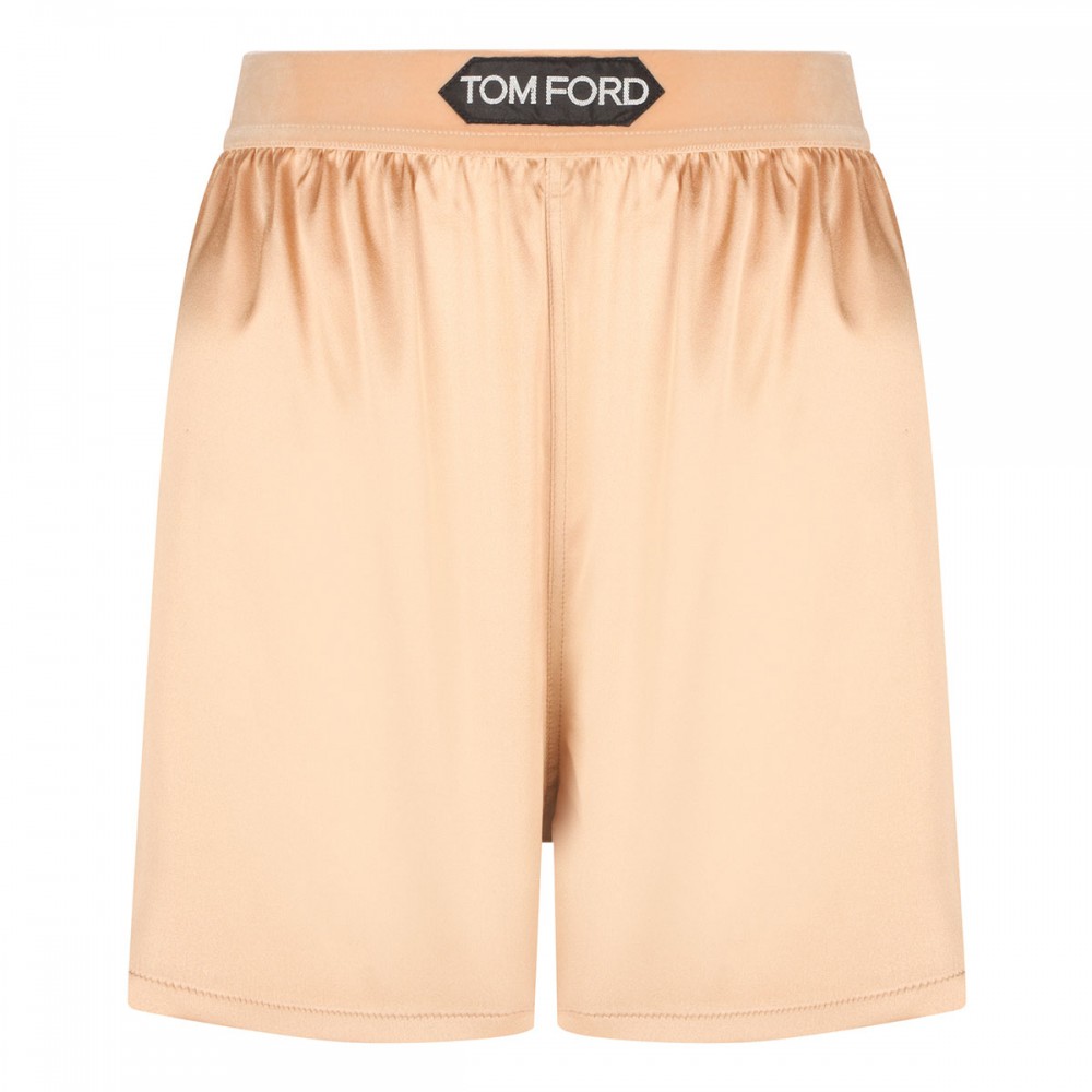 Pale beige silk satin boxer shorts
