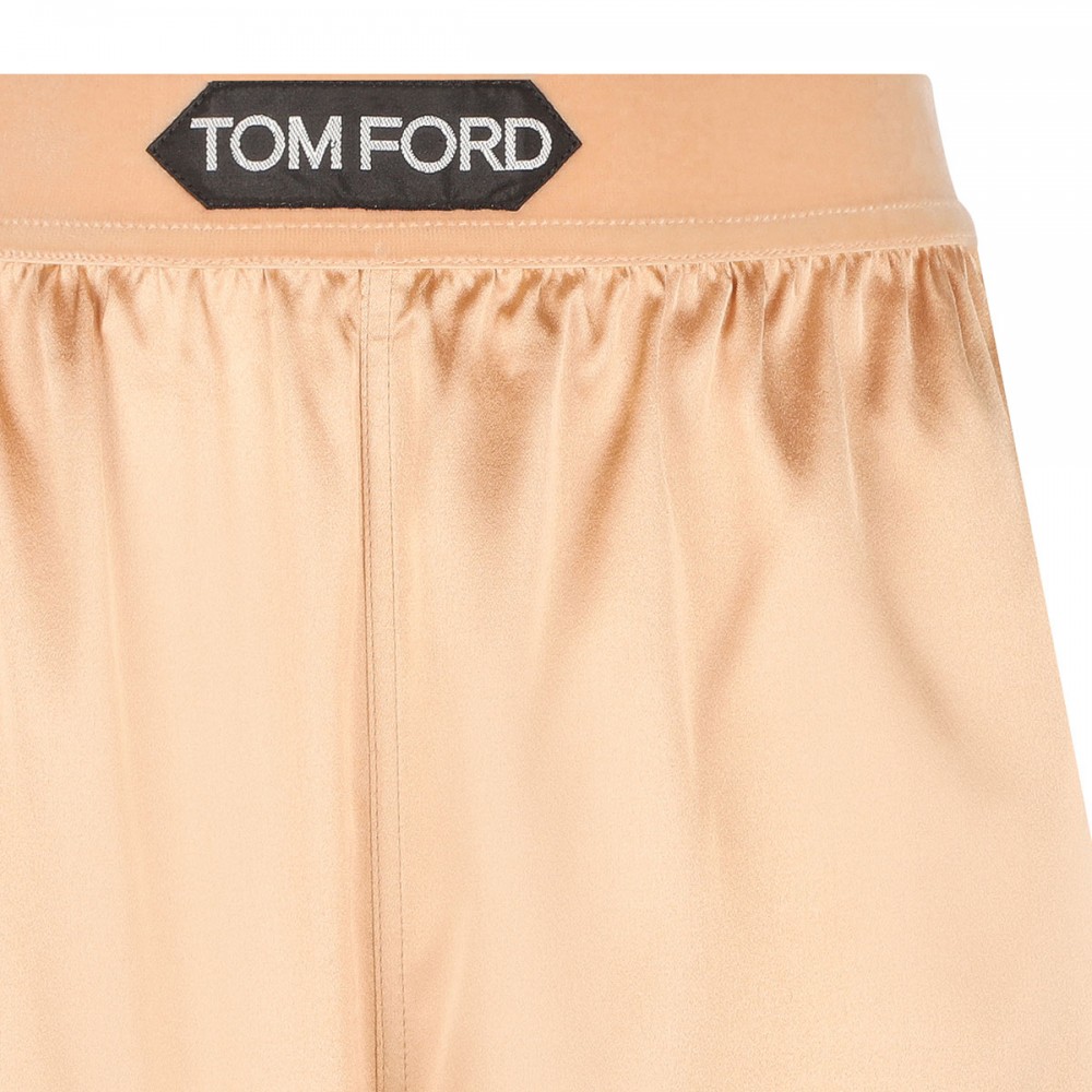 Pale beige silk satin boxer shorts