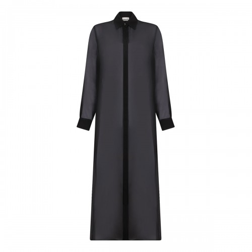 Black silk long shirt