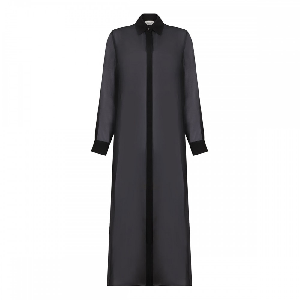 Black silk long shirt