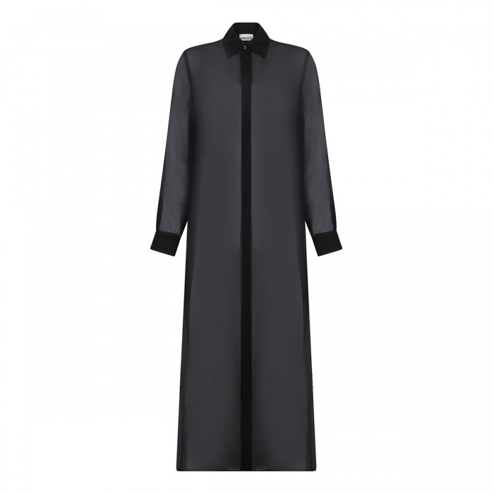 Black silk long shirt