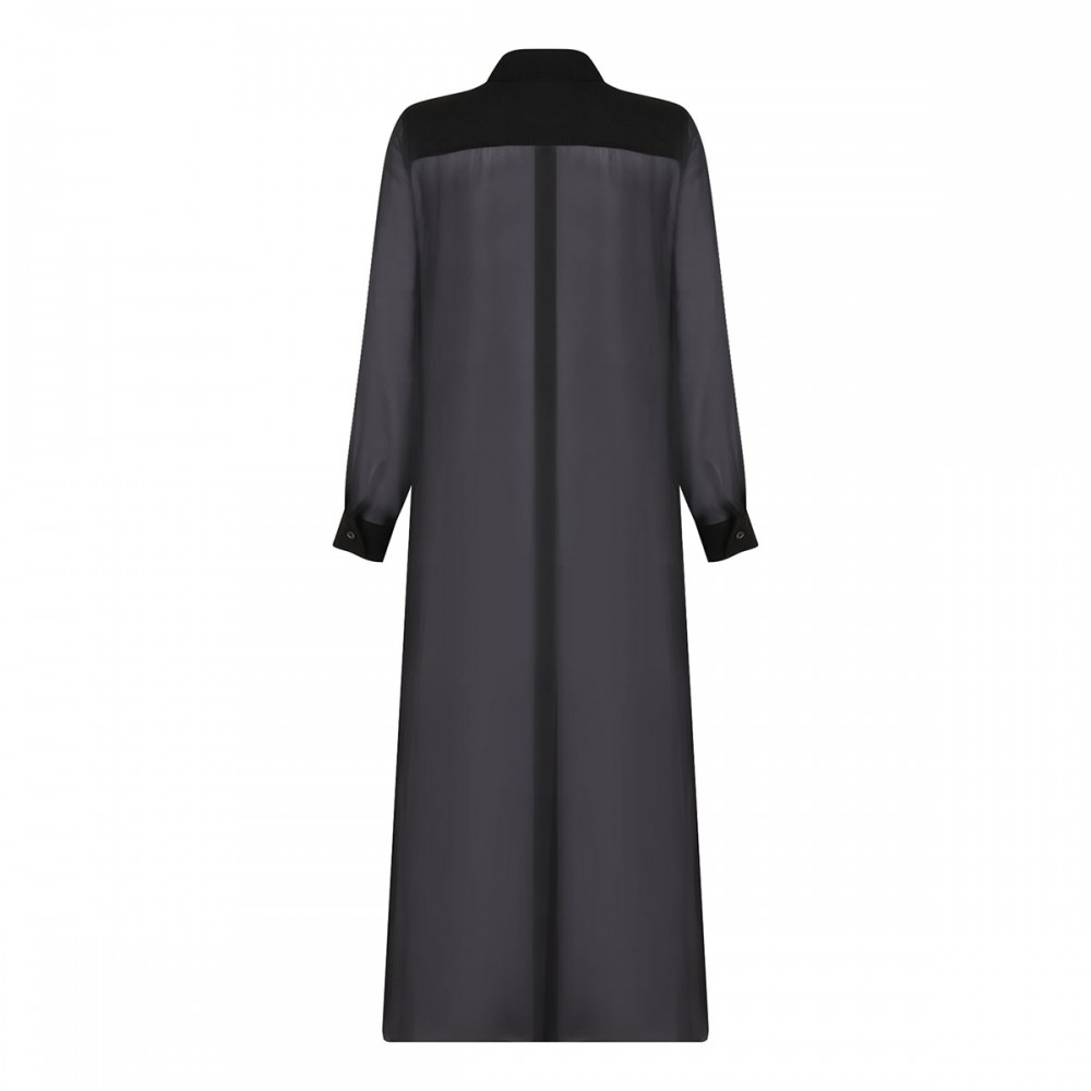 Black silk long shirt