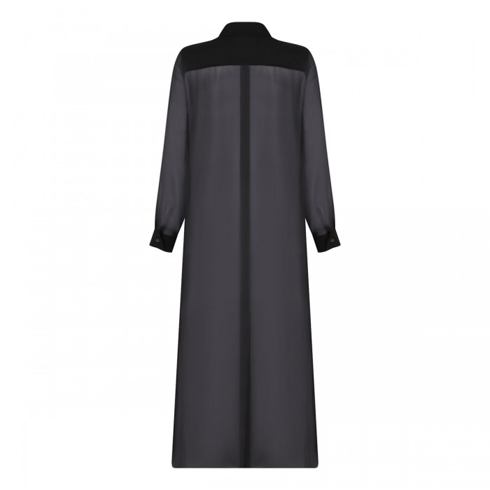 Black silk long shirt