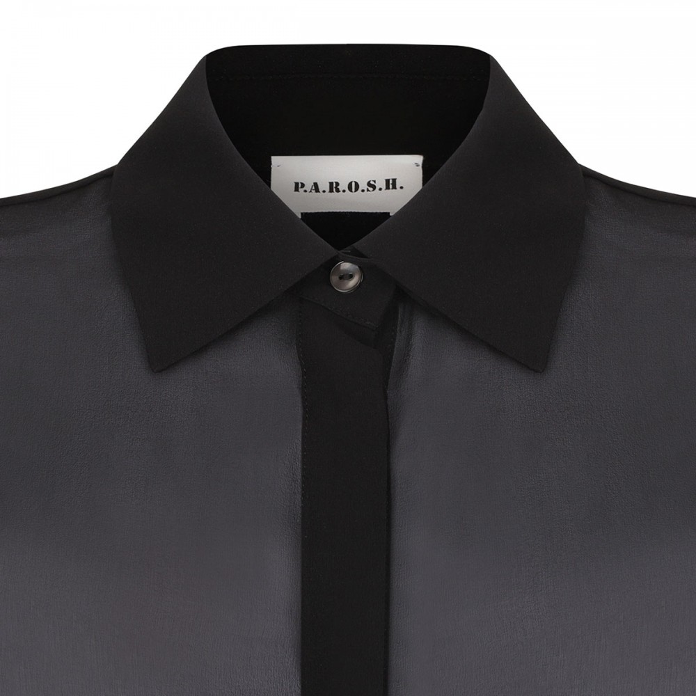 Black silk long shirt