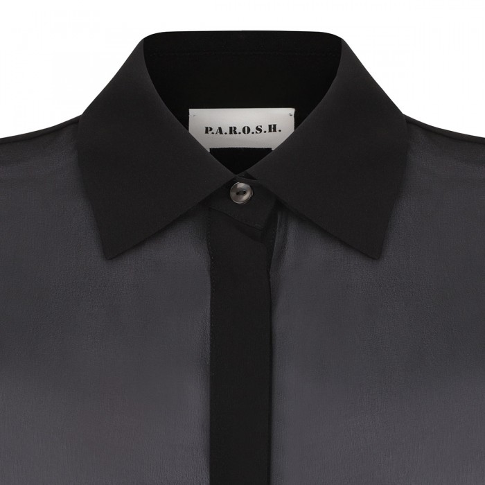 Black silk long shirt