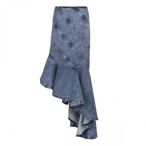 Denim spiral midi skirt