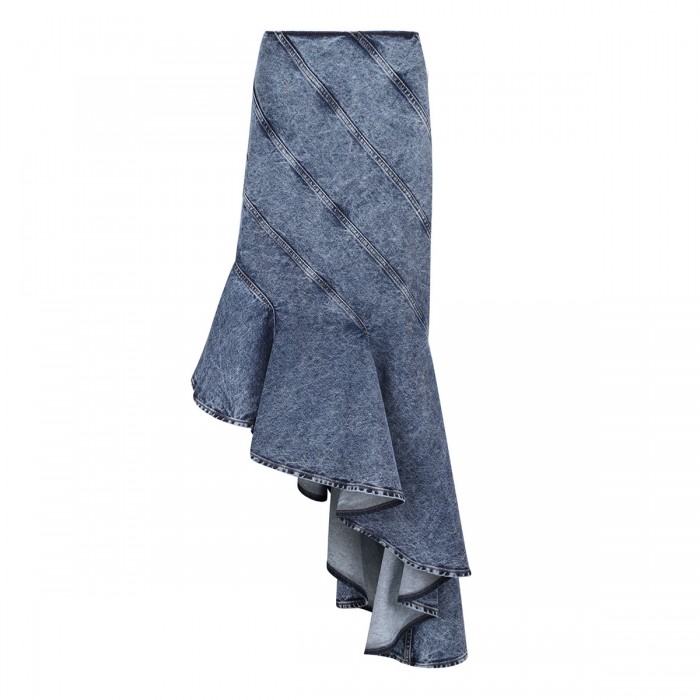 Denim spiral midi skirt